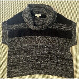 Coldwater Creek Sweater Chunky Knit Gray‎ Black Cowl Neck Dolman sleeve Size M
